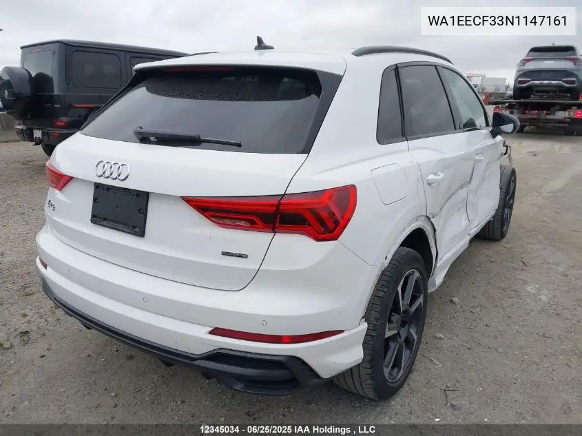 2022 Audi Q3 45 Progressiv VIN: WA1EECF33N1147161 Lot: 12345034