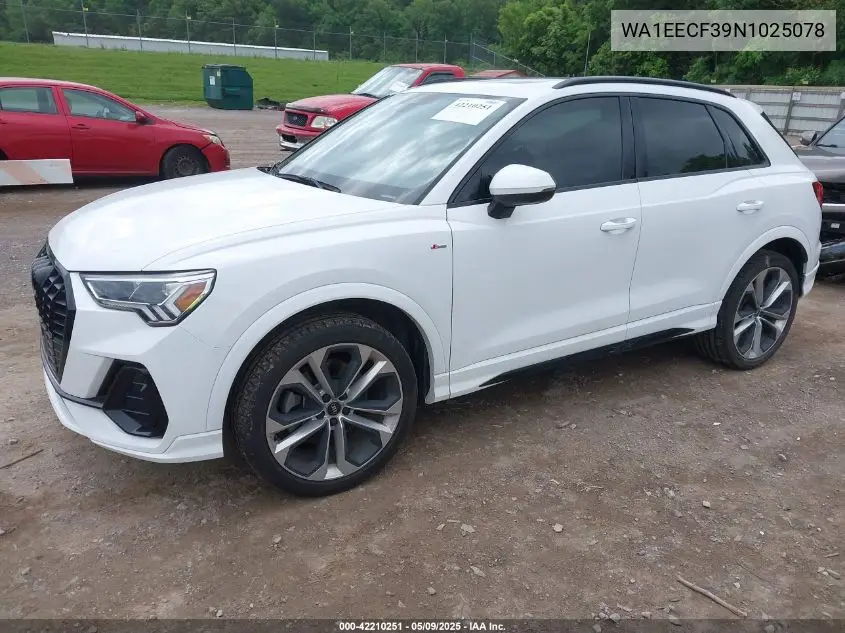 2022 Audi Q3 Premium Plus 45 Tfsi S Line Quattro Tiptronic VIN: WA1EECF39N1025078 Lot: 42210251