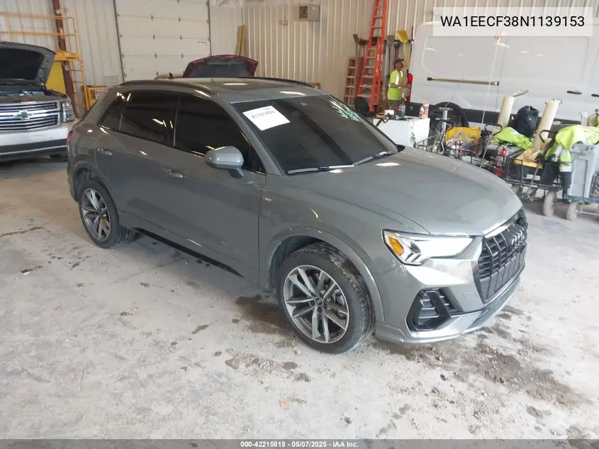 2022 Audi Q3 Premium Plus 45 Tfsi S Line Quattro Tiptronic VIN: WA1EECF38N1139153 Lot: 42215818