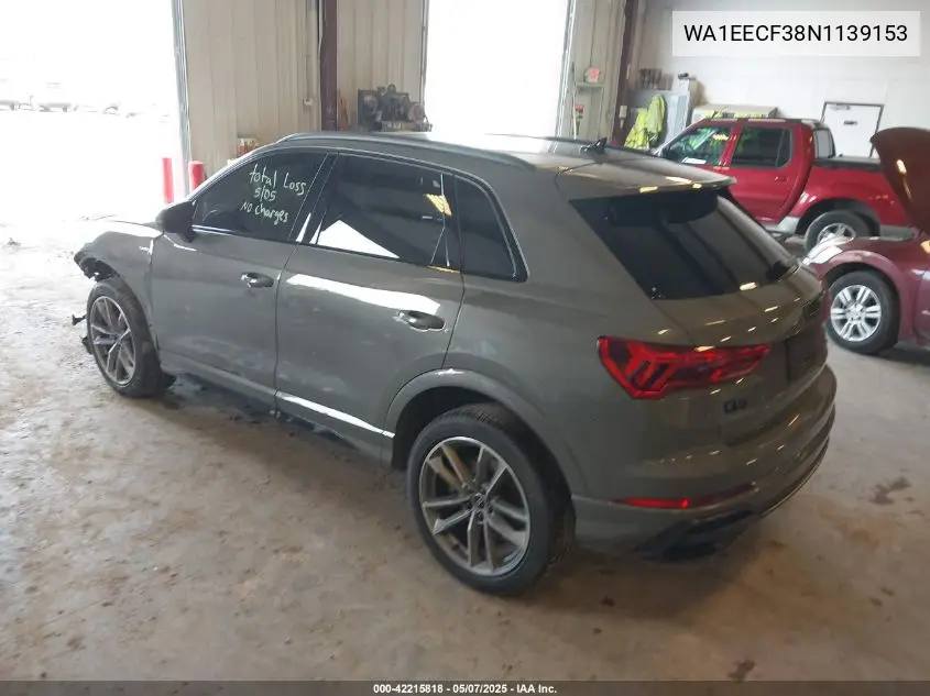 2022 Audi Q3 Premium Plus 45 Tfsi S Line Quattro Tiptronic VIN: WA1EECF38N1139153 Lot: 42215818