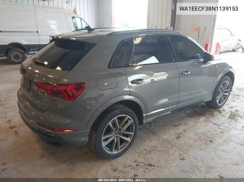 2022 Audi Q3 Premium Plus 45 Tfsi S Line Quattro Tiptronic VIN: WA1EECF38N1139153 Lot: 42215818