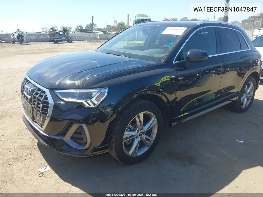 2022 Audi Q3 Premium Plus 45 Tfsi S Line Quattro Tiptronic VIN: WA1EECF38N1047847 Lot: 42226323