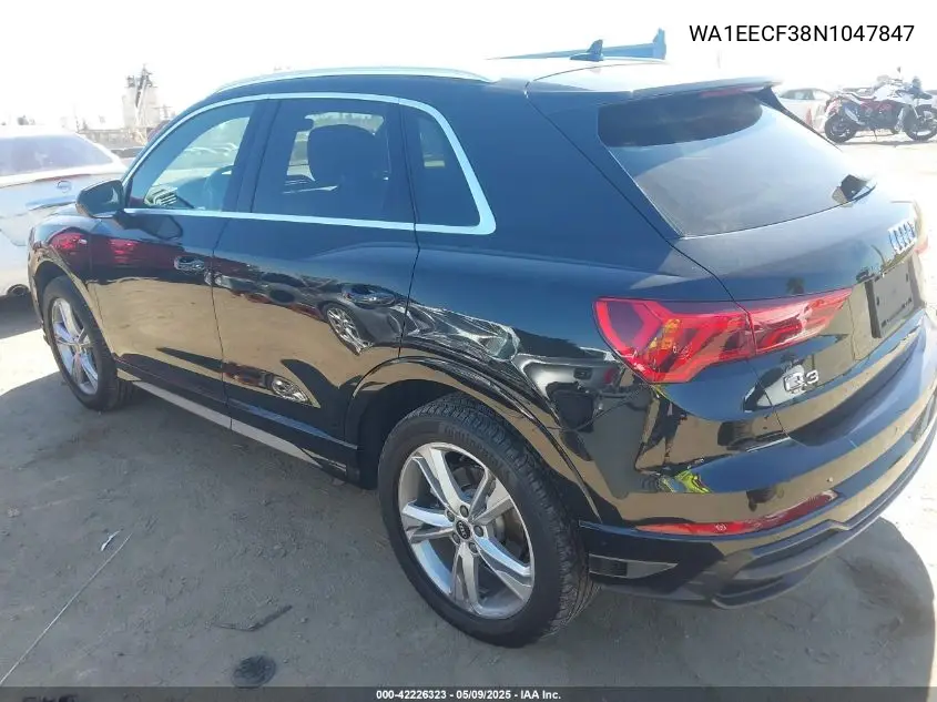 2022 Audi Q3 Premium Plus 45 Tfsi S Line Quattro Tiptronic VIN: WA1EECF38N1047847 Lot: 42226323