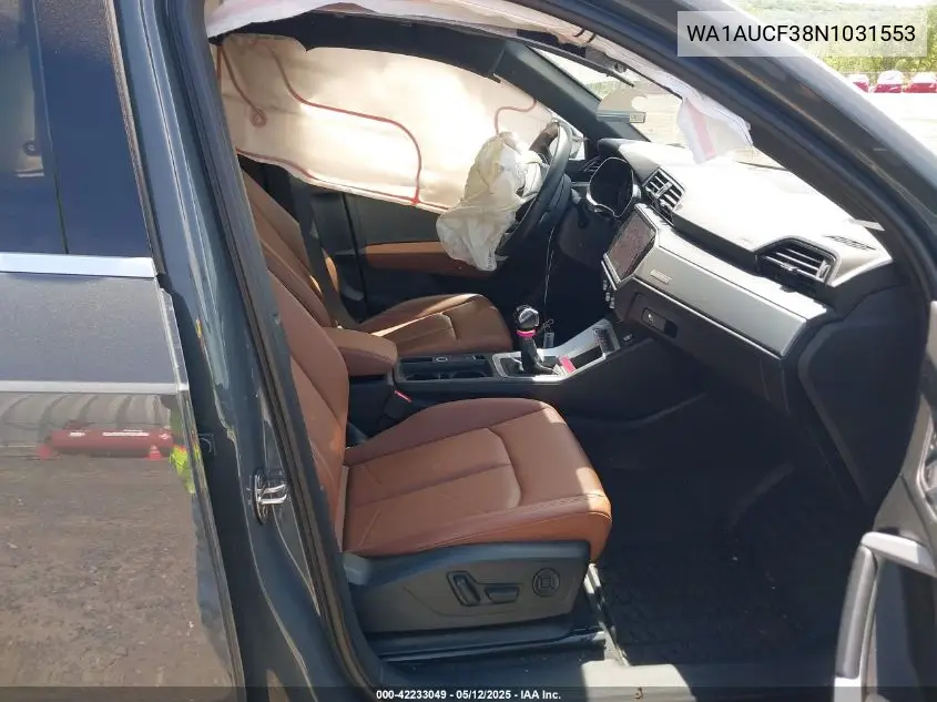 2022 Audi Q3 Premium 40 Tfsi Quattro Tiptronic VIN: WA1AUCF38N1031553 Lot: 42233049