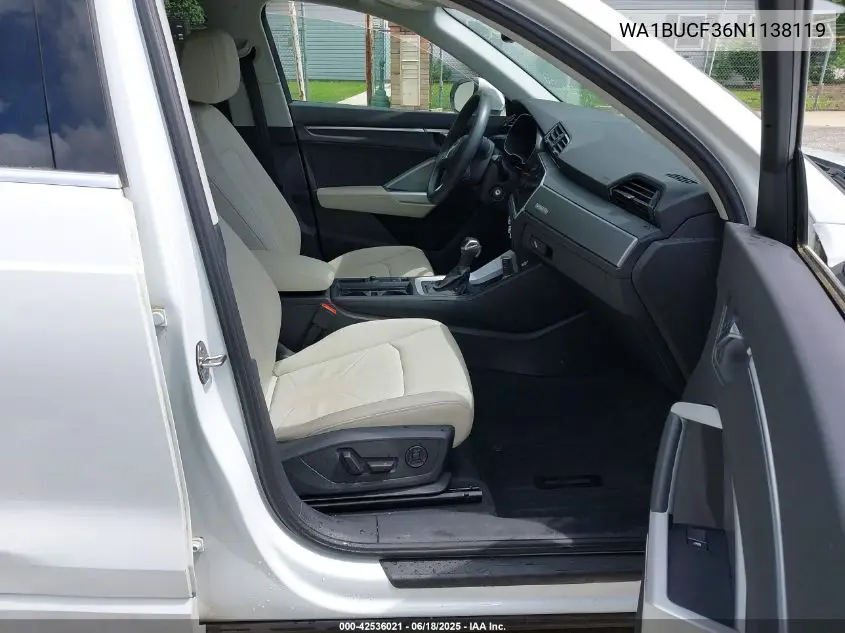 2022 Audi Q3 Premium Plus 40 Tfsi Quattro Tiptronic VIN: WA1BUCF36N1138119 Lot: 42536021