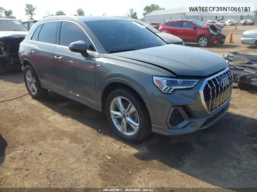 2022 Audi Q3 Premium Plus 45 Tfsi S Line Quattro Tiptronic VIN: WA1EECF39N1066181 Lot: 42570617