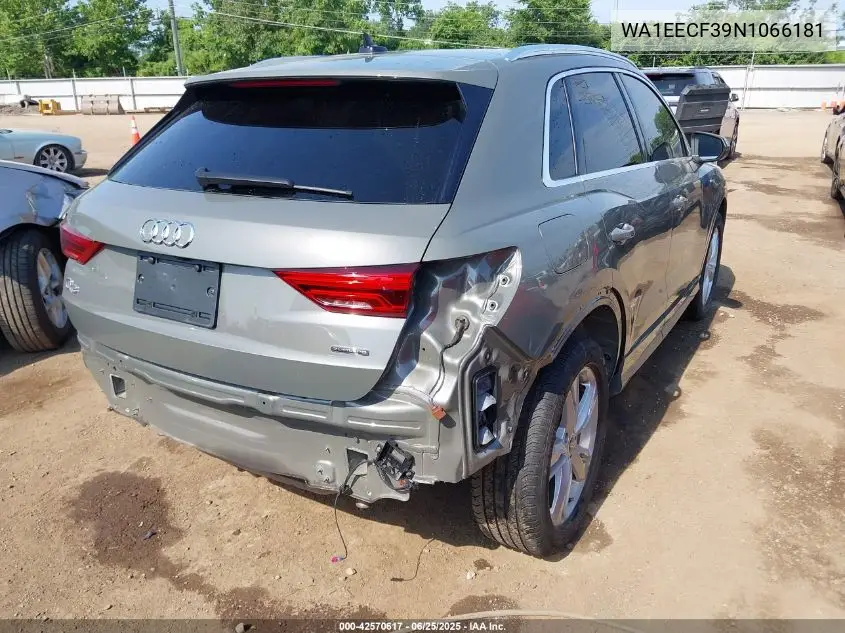 2022 Audi Q3 Premium Plus 45 Tfsi S Line Quattro Tiptronic VIN: WA1EECF39N1066181 Lot: 42570617