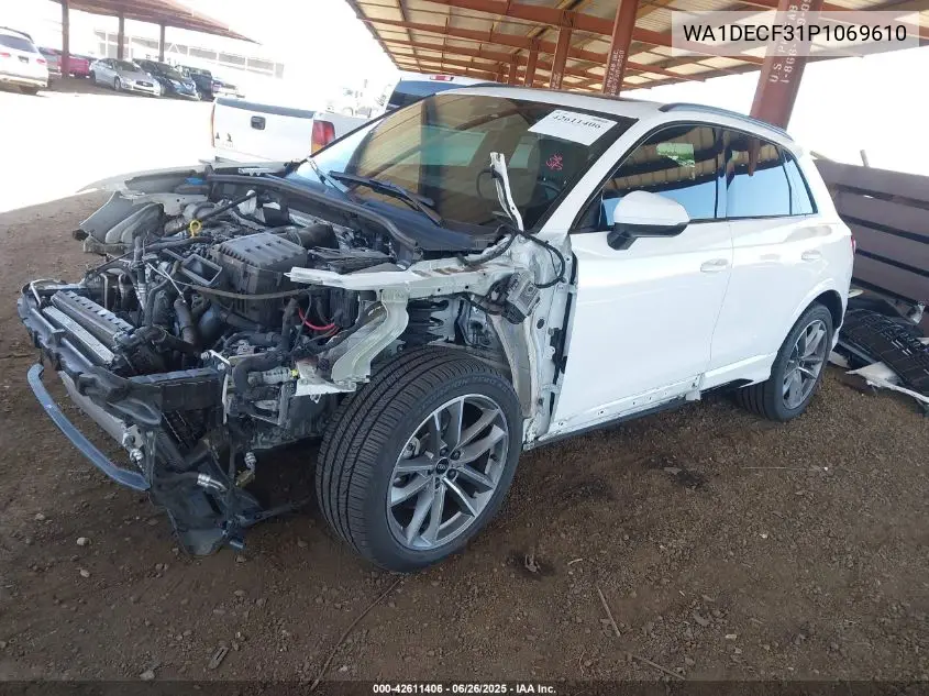 2023 Audi Q3 Premium 45 Tfsi S Line Quattro Tiptronic VIN: WA1DECF31P1069610 Lot: 42611406