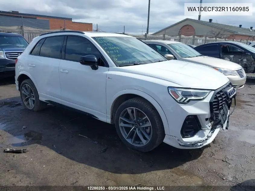 2024 Audi Q3 VIN: WA1DECF32R1160985 Lot: 12280253