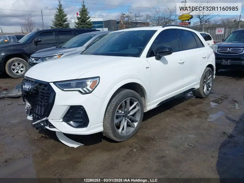 2024 Audi Q3 VIN: WA1DECF32R1160985 Lot: 12280253