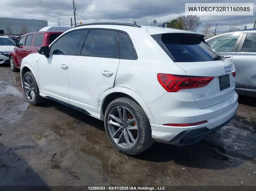 2024 Audi Q3 VIN: WA1DECF32R1160985 Lot: 12280253