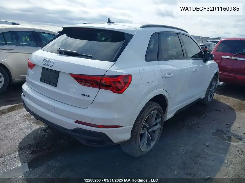 2024 Audi Q3 VIN: WA1DECF32R1160985 Lot: 12280253