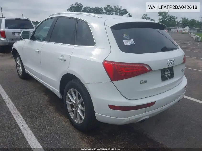 2011 Audi Q5 2.0T Premium VIN: WA1LFAFP2BA042618 Lot: 42661480