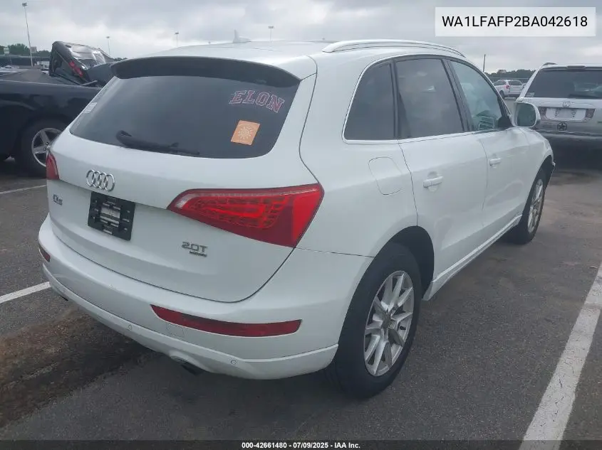 2011 Audi Q5 2.0T Premium VIN: WA1LFAFP2BA042618 Lot: 42661480
