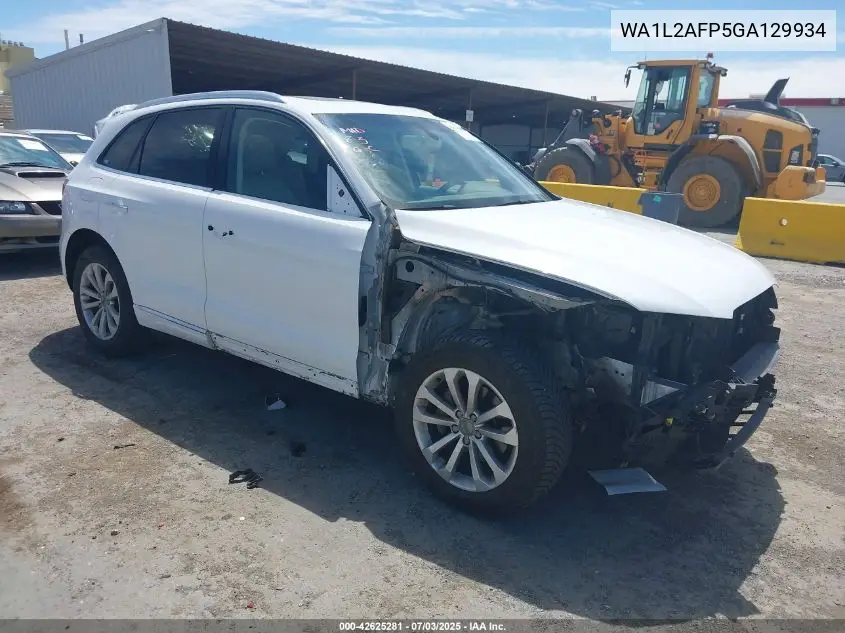 2016 Audi Q5 2.0T Premium VIN: WA1L2AFP5GA129934 Lot: 42625281