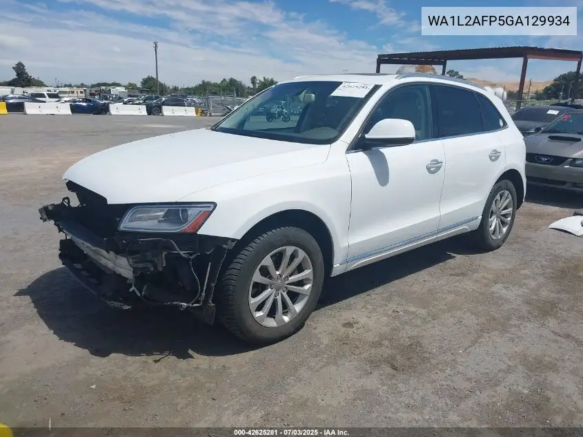 2016 Audi Q5 2.0T Premium VIN: WA1L2AFP5GA129934 Lot: 42625281