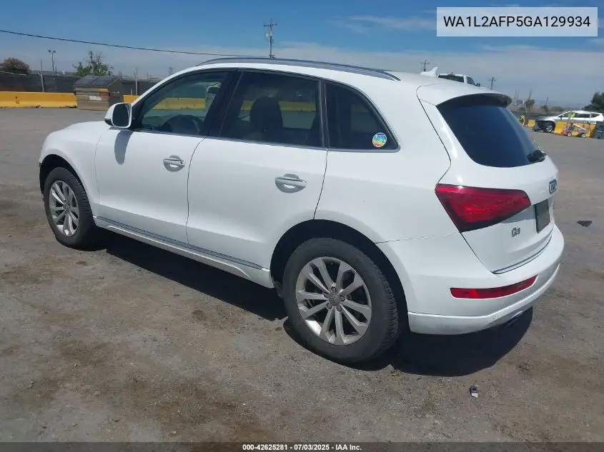 2016 Audi Q5 2.0T Premium VIN: WA1L2AFP5GA129934 Lot: 42625281