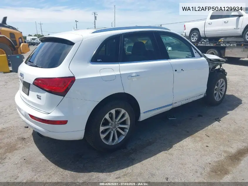 2016 Audi Q5 2.0T Premium VIN: WA1L2AFP5GA129934 Lot: 42625281
