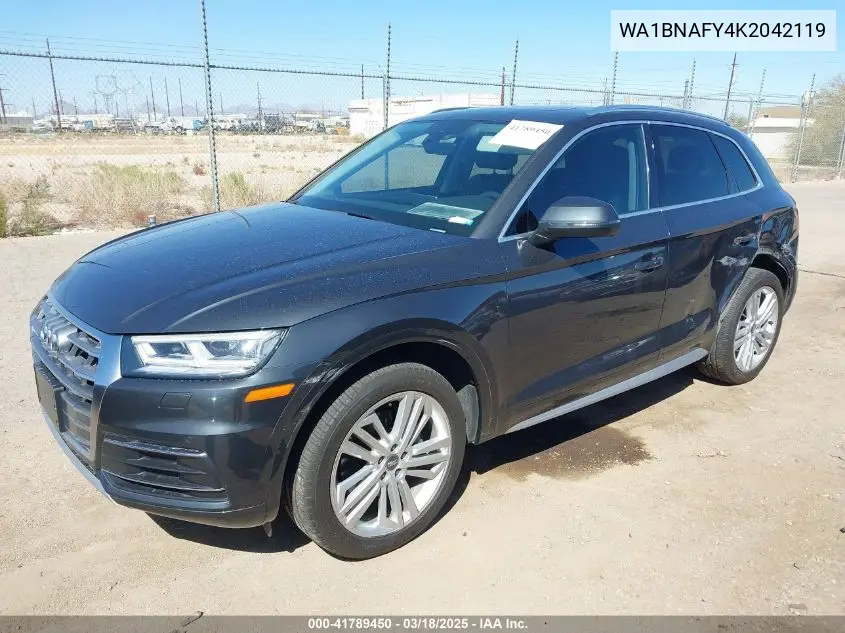 2019 Audi Q5 45 Premium VIN: WA1BNAFY4K2042119 Lot: 41789450