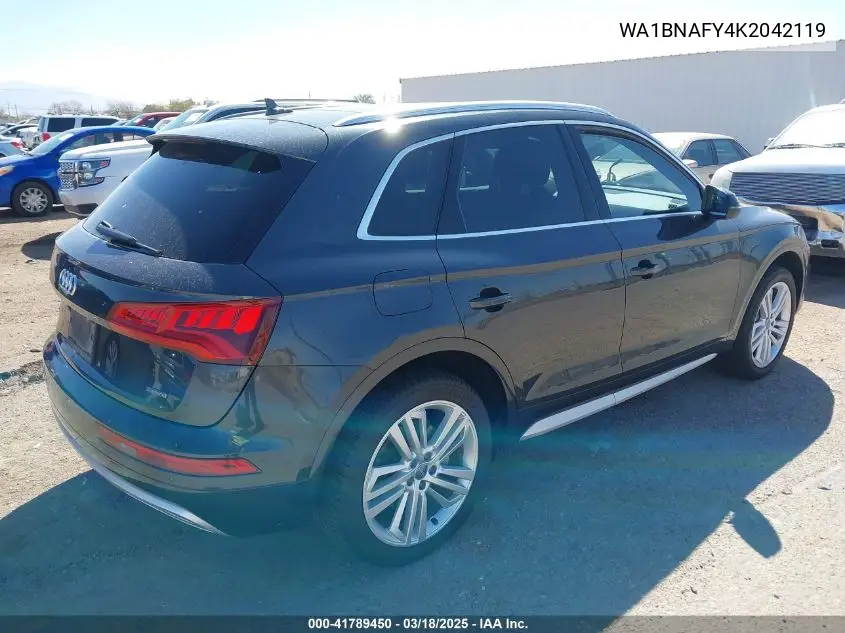 2019 Audi Q5 45 Premium VIN: WA1BNAFY4K2042119 Lot: 41789450