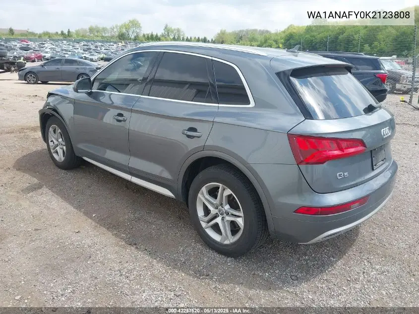2019 Audi Q5 45 Premium VIN: WA1ANAFY0K2123808 Lot: 42257520
