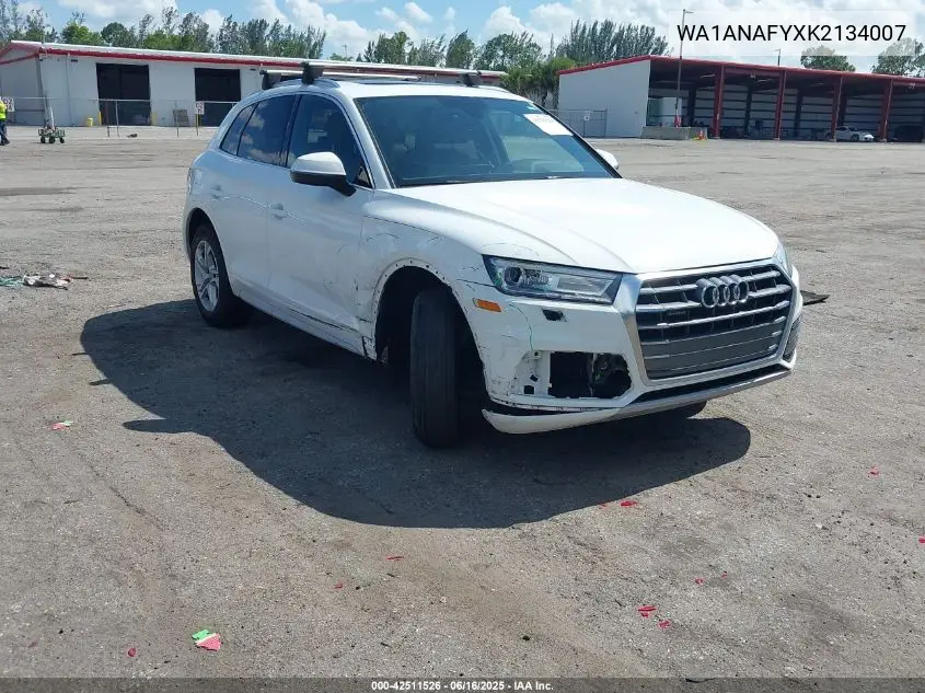 2019 Audi Q5 45 Premium VIN: WA1ANAFYXK2134007 Lot: 42511526