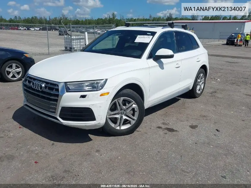 2019 Audi Q5 45 Premium VIN: WA1ANAFYXK2134007 Lot: 42511526