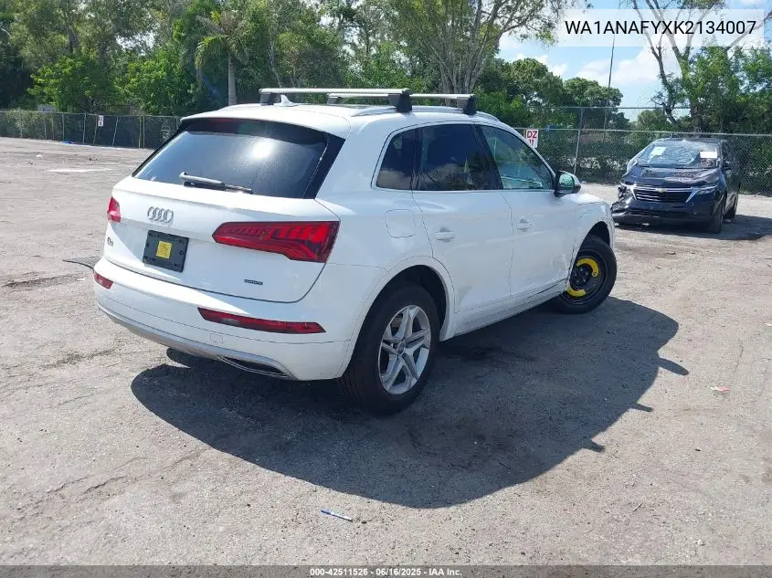 2019 Audi Q5 45 Premium VIN: WA1ANAFYXK2134007 Lot: 42511526