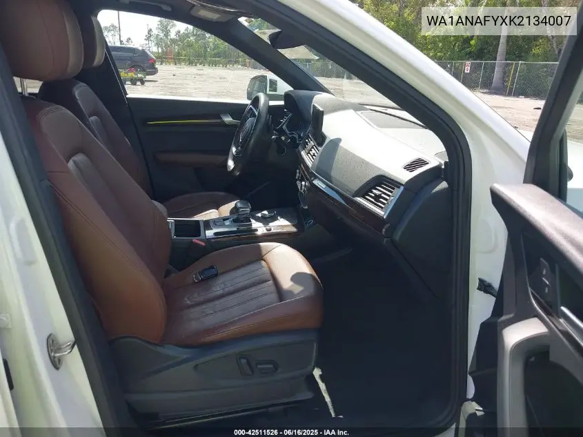 2019 Audi Q5 45 Premium VIN: WA1ANAFYXK2134007 Lot: 42511526