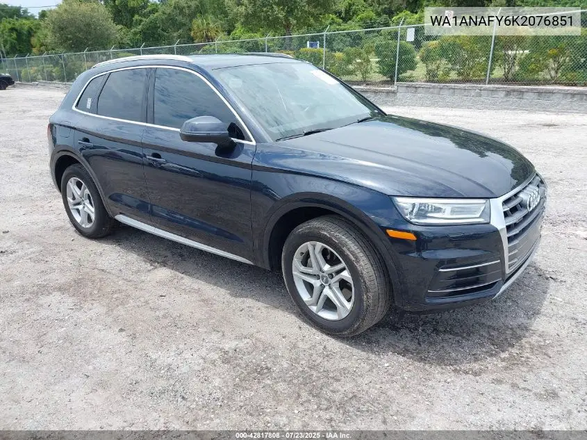 2019 Audi Q5 45 Premium VIN: WA1ANAFY6K2076851 Lot: 42817808