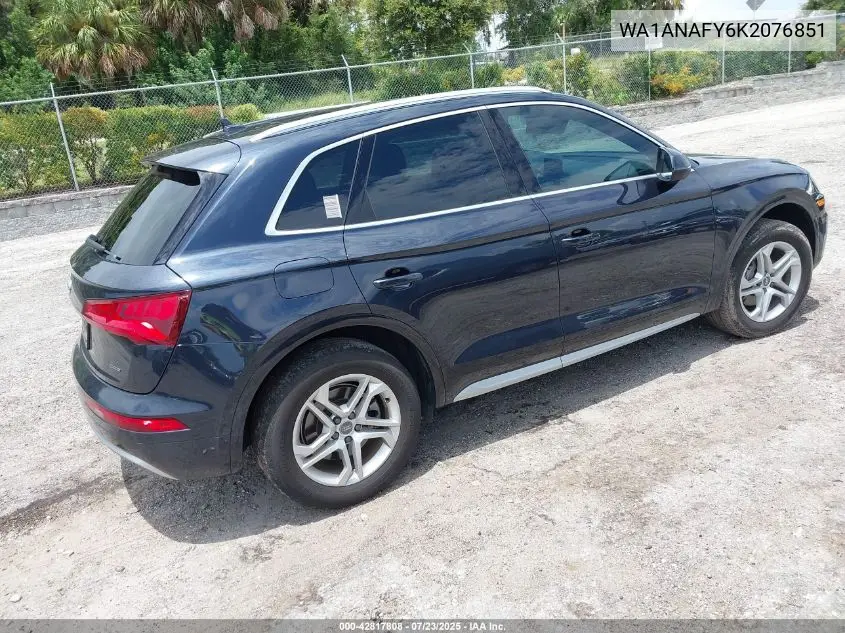 2019 Audi Q5 45 Premium VIN: WA1ANAFY6K2076851 Lot: 42817808
