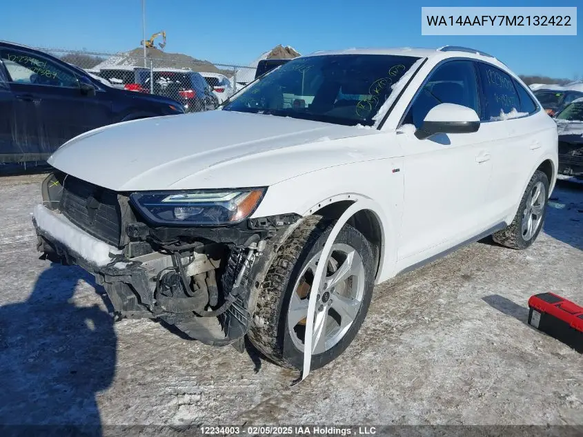 2021 Audi Q5 45 Progressiv VIN: WA14AAFY7M2132422 Lot: 12234003