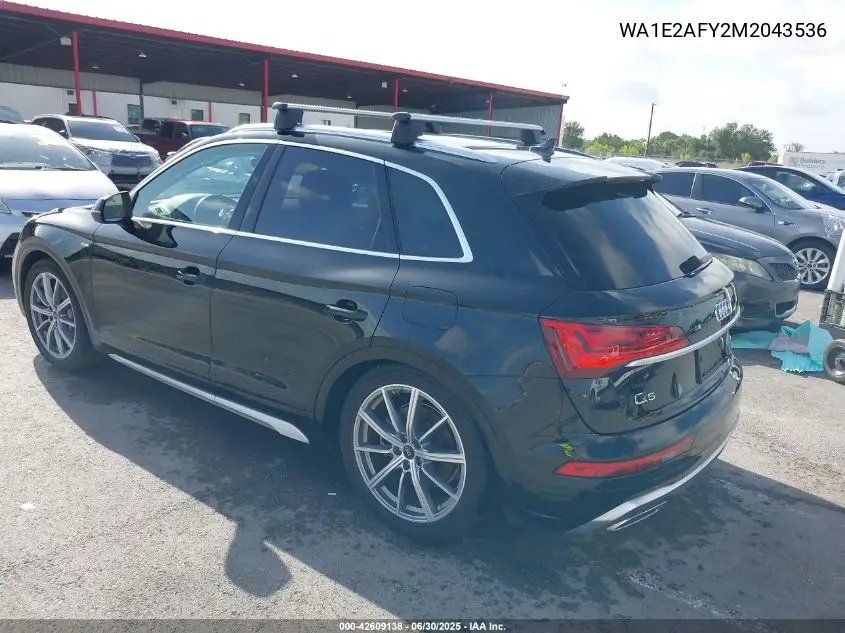 2021 Audi Q5 Premium Plus 55 Tfsi E Quattro S Tronic VIN: WA1E2AFY2M2043536 Lot: 42609138