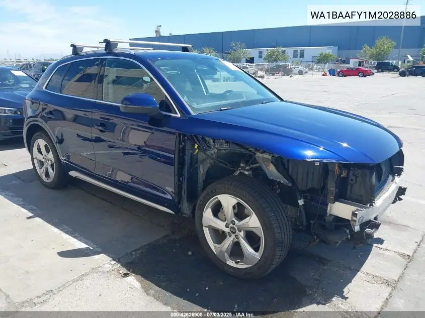 2021 Audi Q5 Premium Plus 45 Tfsi Quattro S Tronic VIN: WA1BAAFY1M2028886 Lot: 42626905