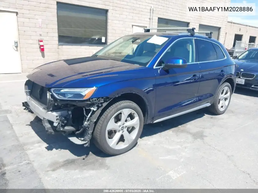 2021 Audi Q5 Premium Plus 45 Tfsi Quattro S Tronic VIN: WA1BAAFY1M2028886 Lot: 42626905