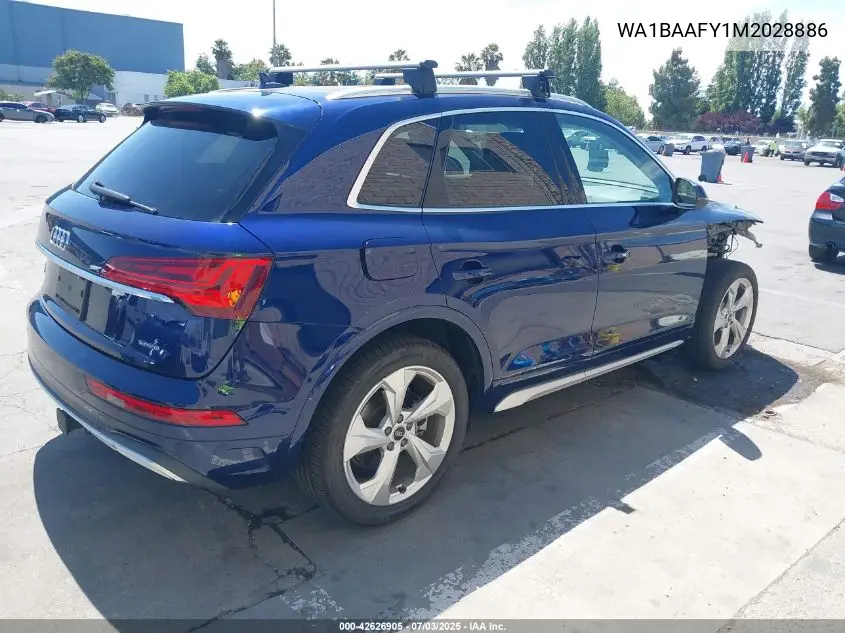 2021 Audi Q5 Premium Plus 45 Tfsi Quattro S Tronic VIN: WA1BAAFY1M2028886 Lot: 42626905