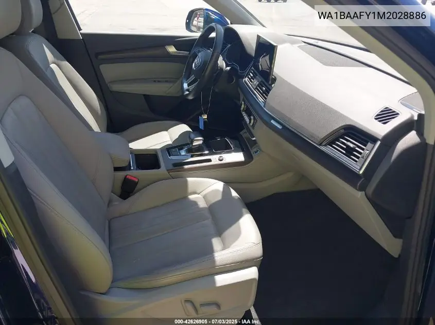 2021 Audi Q5 Premium Plus 45 Tfsi Quattro S Tronic VIN: WA1BAAFY1M2028886 Lot: 42626905