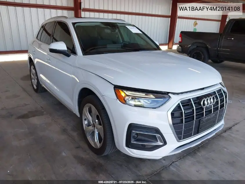 2021 Audi Q5 Premium Plus 45 Tfsi Quattro S Tronic VIN: WA1BAAFY4M2014108 Lot: 42825721