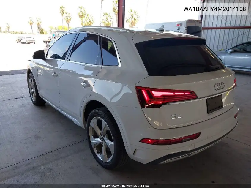 2021 Audi Q5 Premium Plus 45 Tfsi Quattro S Tronic VIN: WA1BAAFY4M2014108 Lot: 42825721