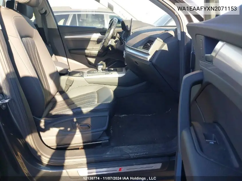 2022 Audi Q5 VIN: WA1EAAFYXN2071153 Lot: 12138774