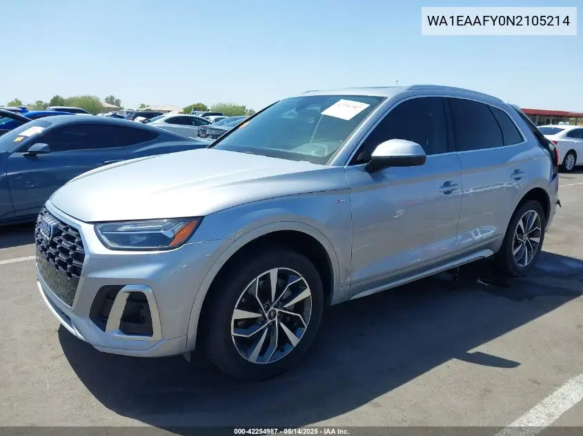 2022 Audi Q5 Premium Plus 45 Tfsi S Line Quattro S Tronic VIN: WA1EAAFY0N2105214 Lot: 42254987