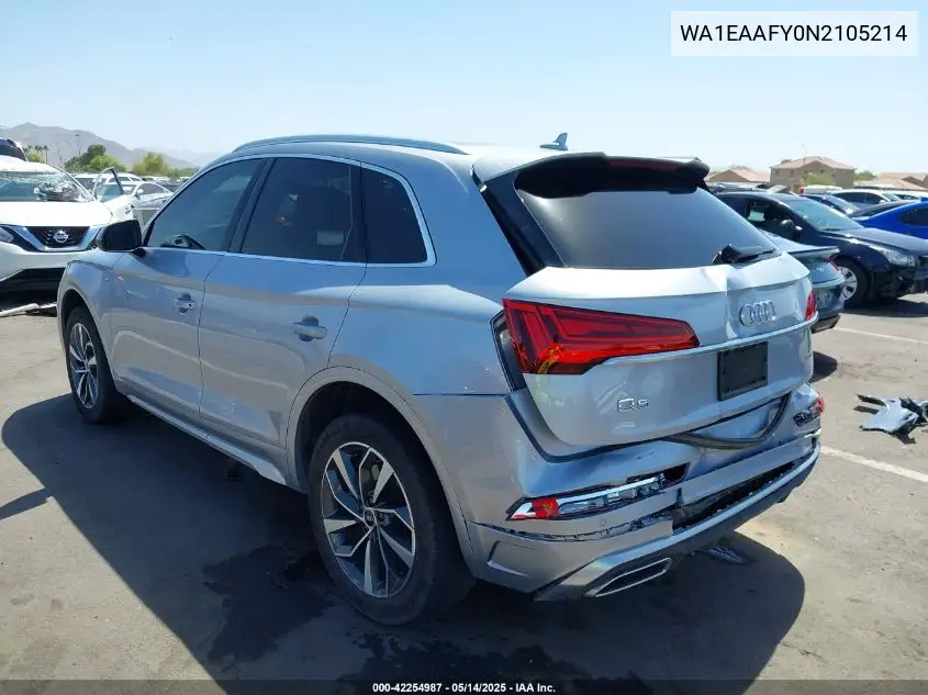 2022 Audi Q5 Premium Plus 45 Tfsi S Line Quattro S Tronic VIN: WA1EAAFY0N2105214 Lot: 42254987