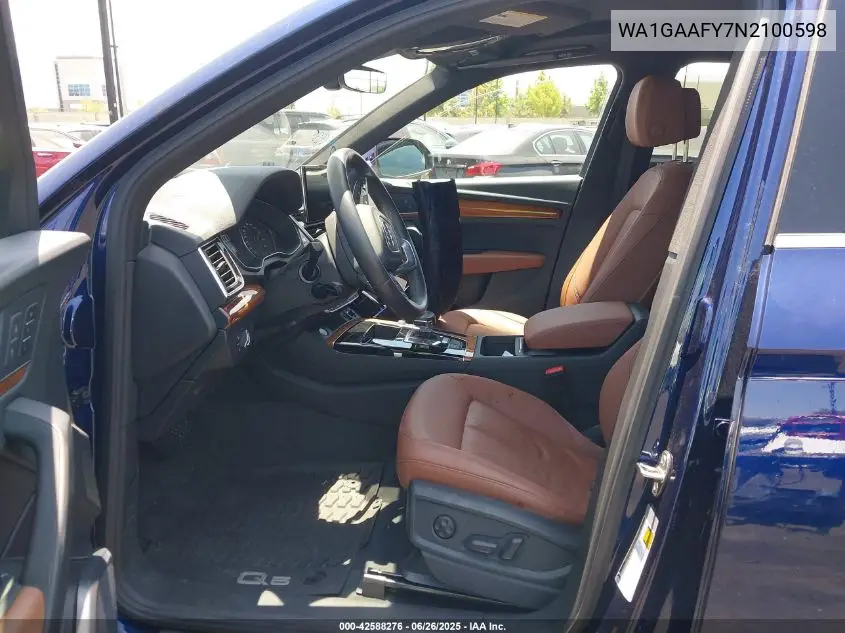 2022 Audi Q5 Premium 45 Tfsi S Line Quattro S Tronic VIN: WA1GAAFY7N2100598 Lot: 42588276