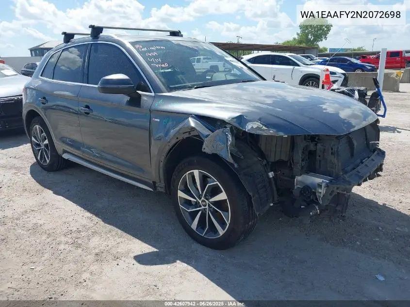 2022 Audi Q5 Premium Plus 45 Tfsi S Line Quattro S Tronic VIN: WA1EAAFY2N2072698 Lot: 42607942
