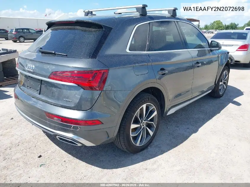 2022 Audi Q5 Premium Plus 45 Tfsi S Line Quattro S Tronic VIN: WA1EAAFY2N2072698 Lot: 42607942