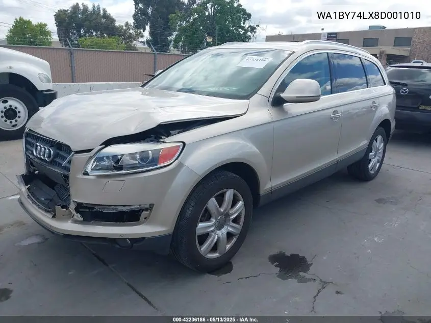 2008 Audi Q7 3.6 Premium VIN: WA1BY74LX8D001010 Lot: 42236186