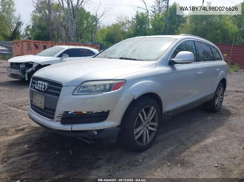 2008 Audi Q7 3.6 Premium VIN: WA1BY74L98D026626 Lot: 42244357