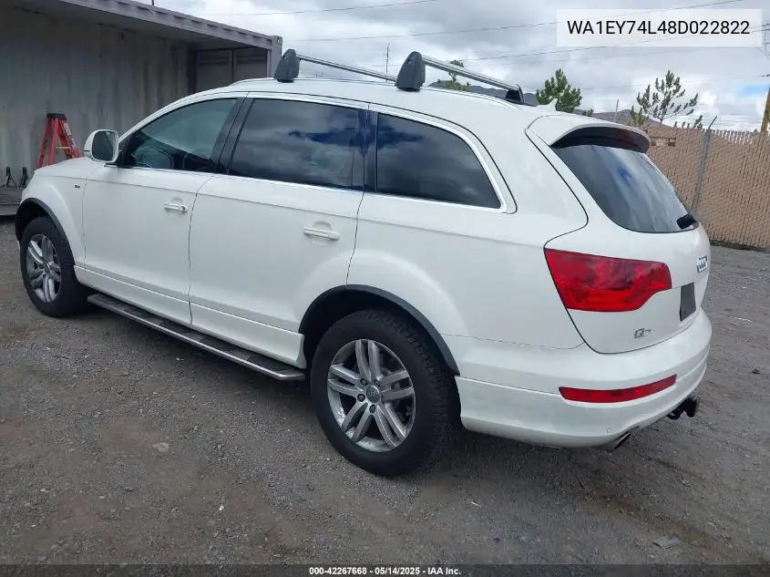 2008 Audi Q7 3.6 Premium VIN: WA1EY74L48D022822 Lot: 42267668