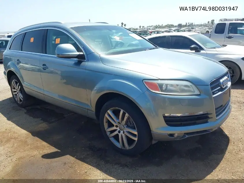 2008 Audi Q7 4.2 Premium VIN: WA1BV74L98D031947 Lot: 42544652