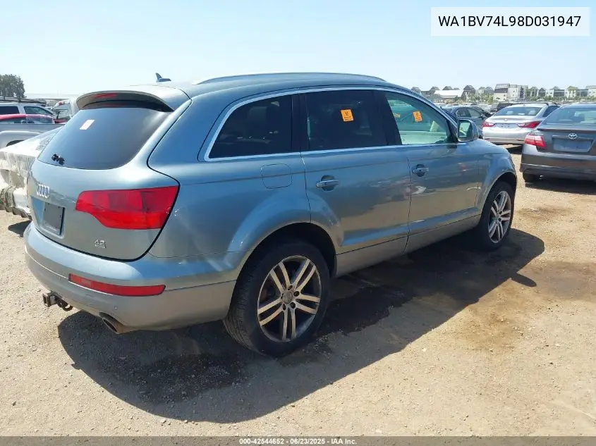 2008 Audi Q7 4.2 Premium VIN: WA1BV74L98D031947 Lot: 42544652